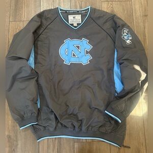 Colosseum UNC Tar Heels Windbreaker Pullover Jacket Large Gray Carolina Blue EUC